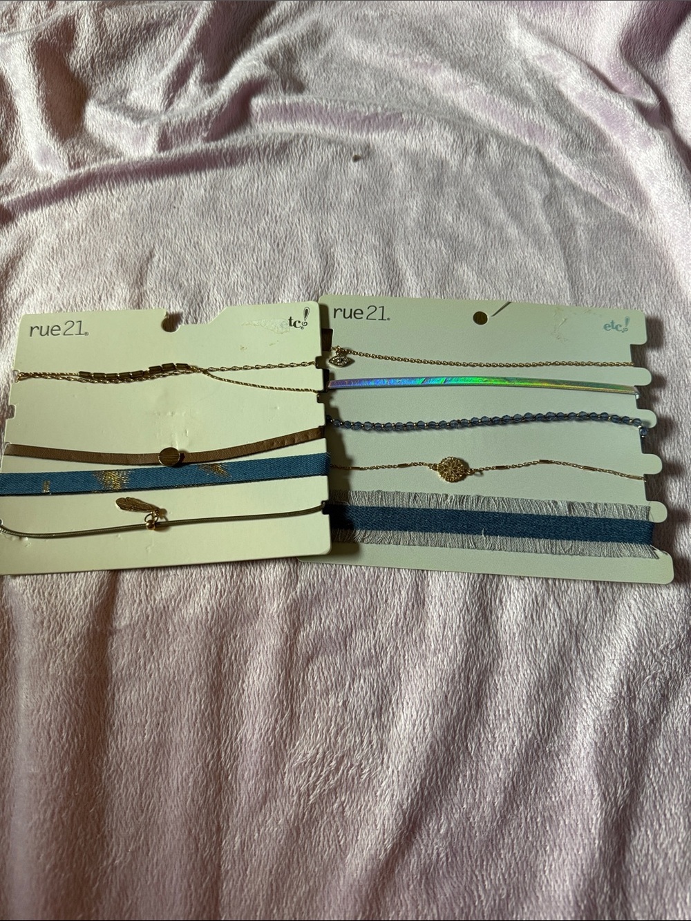 rue21 Gold and Blue Layered Bracelet Set with Iridescent Accent